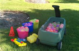 water balloons in wagon