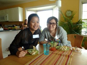 left to right: Nat from Thailand welcomed one of our new aupairs: Warin from Thailand who also just arrived this week to Chestnut Hill