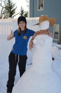 Lynn from Germany with her snow woman