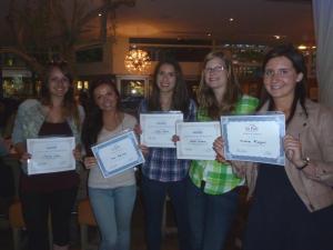 Theresa, Anita, Katja, Isabell and Kristina. All from Germany received their certificate last night
