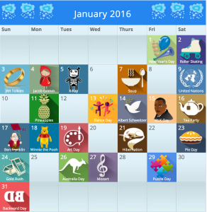 Jan 2016 Calendar