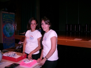 Fernanda and Fena preparing for their Global Awareness presentation