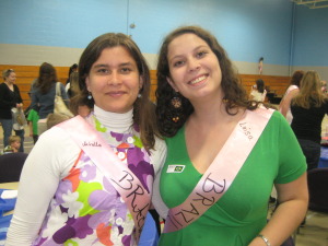 Brazilian au pairs taking a break !They both worked hard preparing food and arts and crafts activities for the kids. 