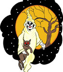 Halloweeen ghost and moon