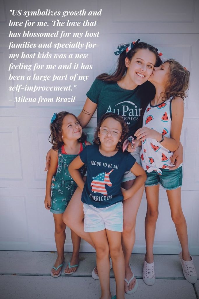 Au pair celebrating Fourth of July with her host children | Au Pair in America