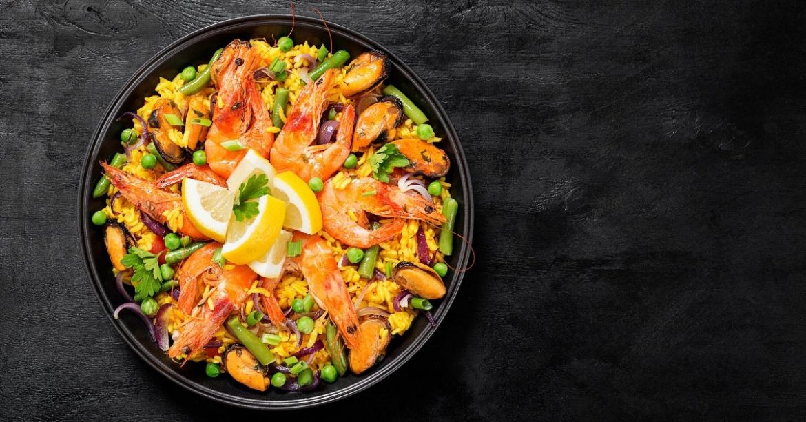 Spanish shrimp and rice (paella)