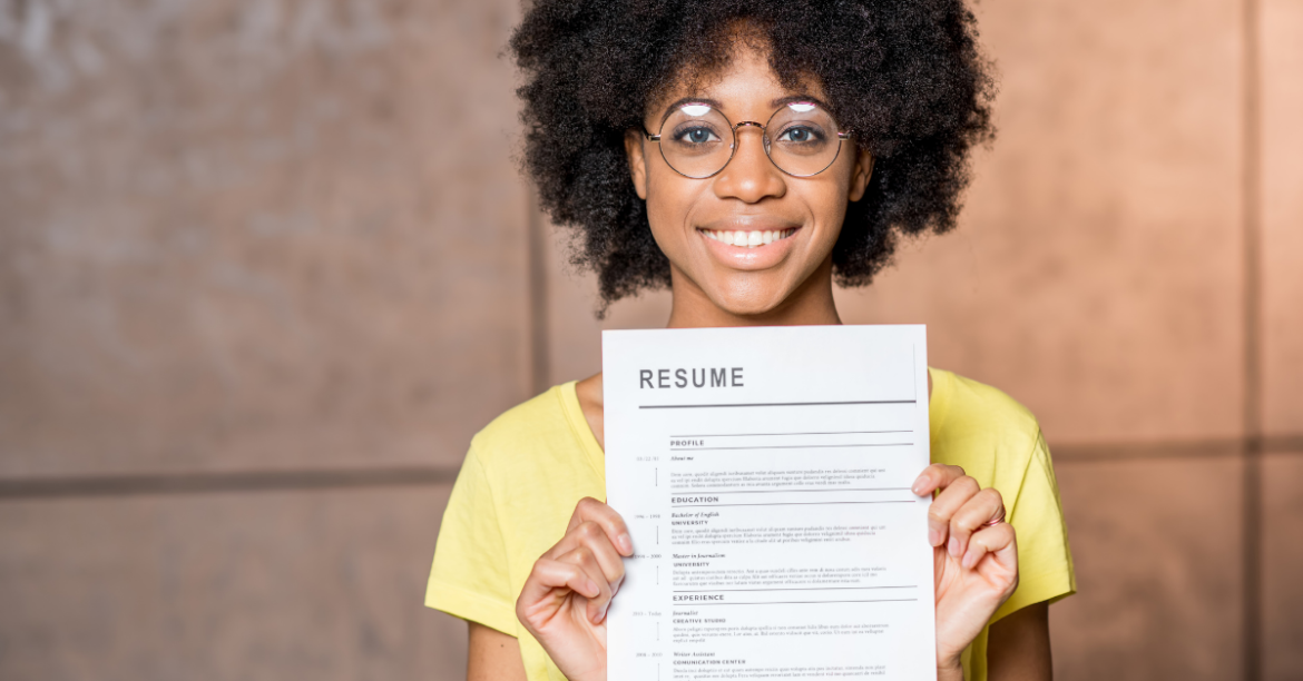 Young woman with resume