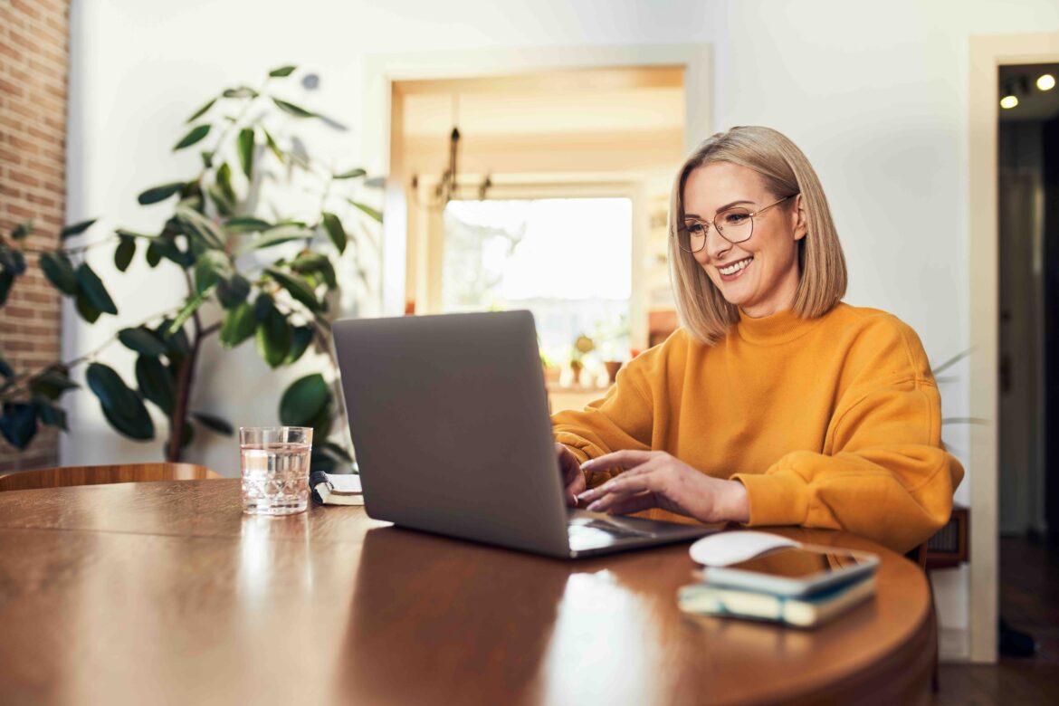 webinars concept - woman at laptop