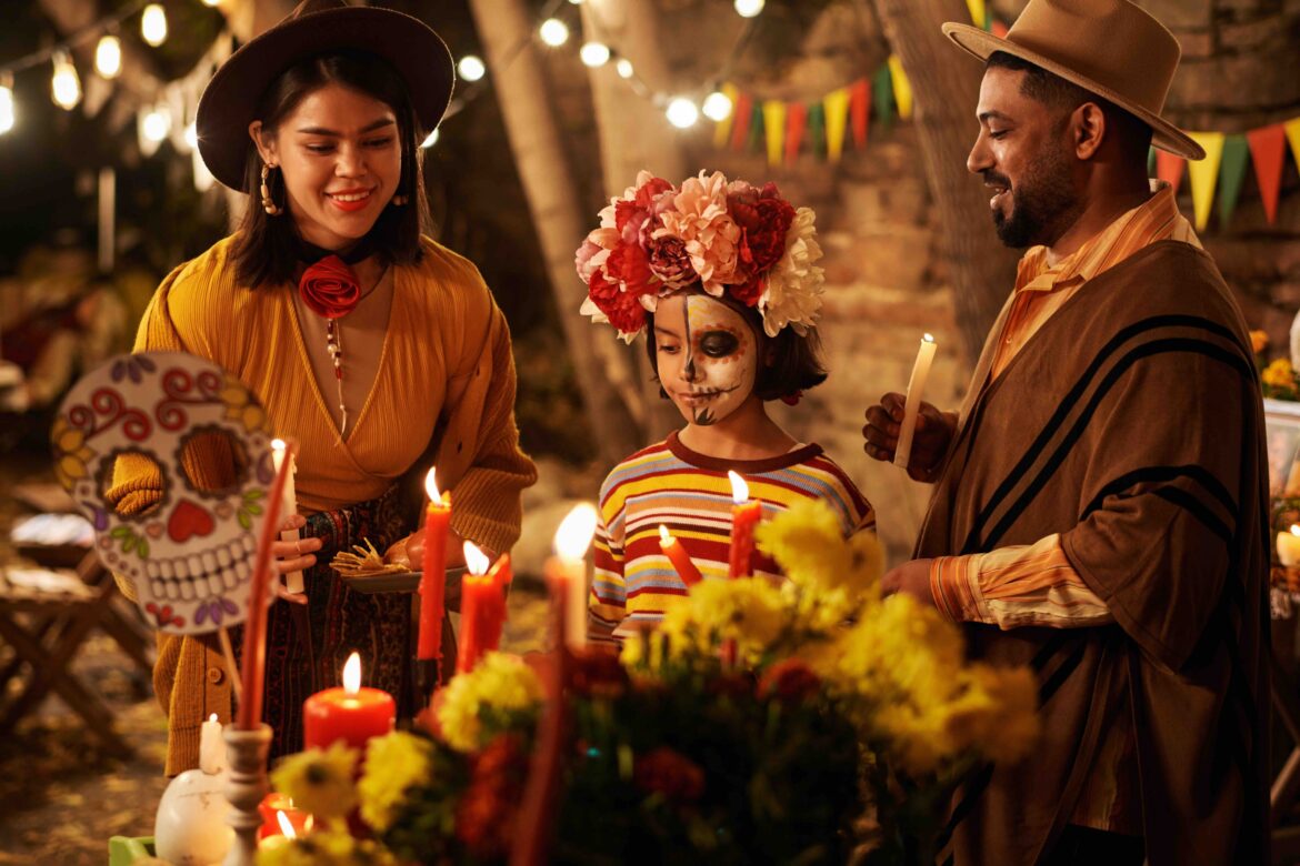 dia de los muertos family celebrating