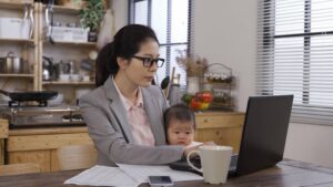 professional woman parent in suit