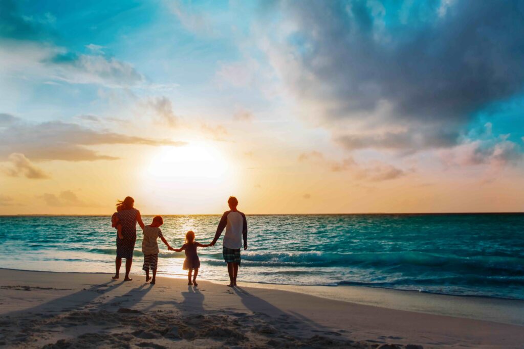 family at the beach