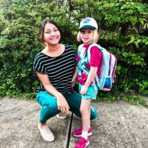 Au pair with child ready for school