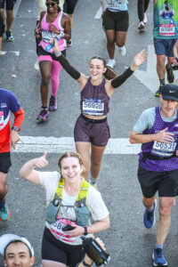 Au pair Méline after running in the 2025 NYC Marathon