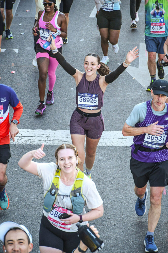 Au pair Méline after running in the 2025 NYC Marathon