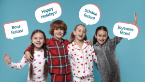 Children Saying Happy Holidays in Different Languages