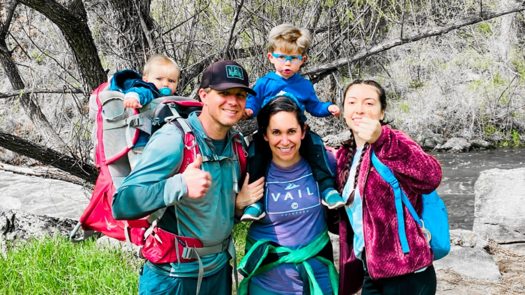 Au pair and host family hiking