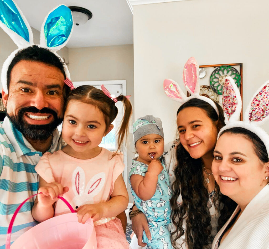 host family and au pair celebrating easter