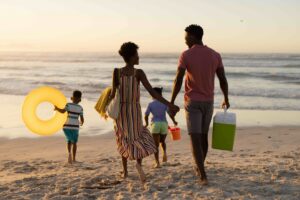 Family at the Beach in Summer