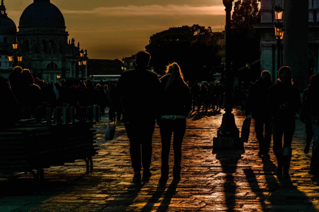 Passeggiata (evening walk) Concept in Italy