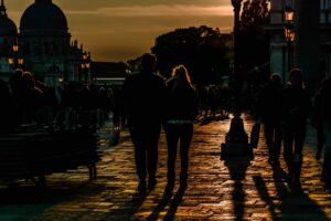 Passeggiata (evening walk) Concept in Italy