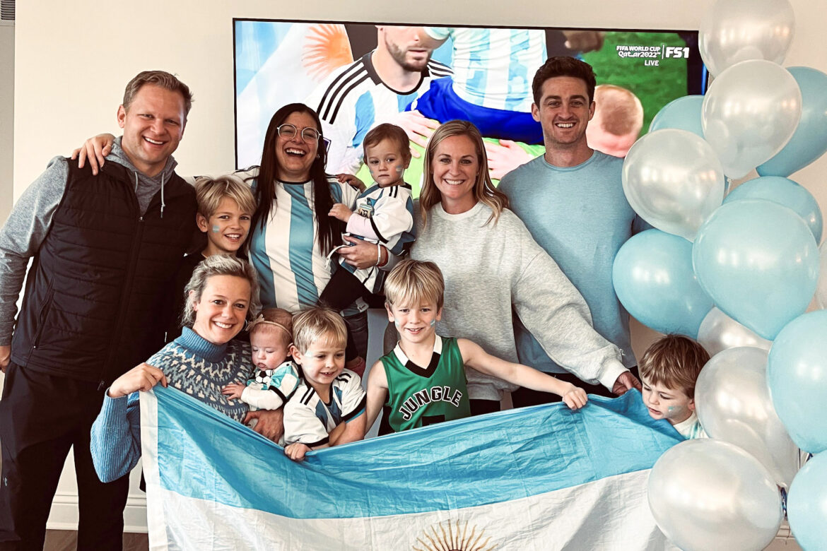 au pair from argentina with host family in indiana, usa celebrating the world cup soccer game