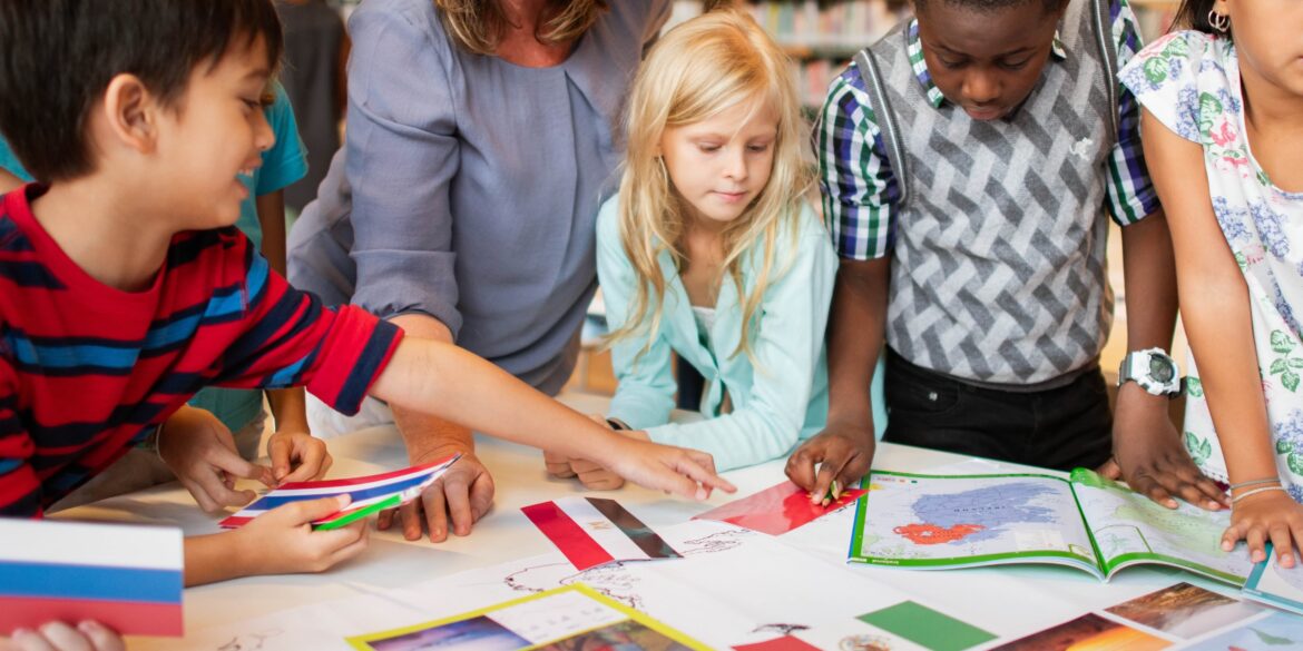 children doing activity to learn about other countries around the world