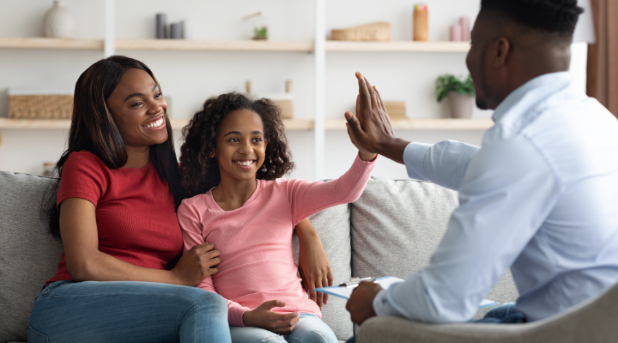 Child and mother seeking support